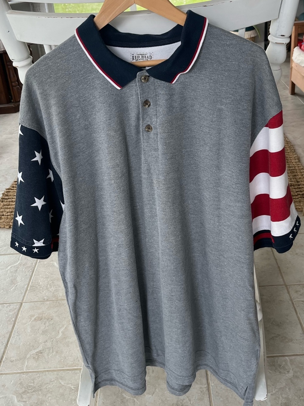 RedHead Brand Co Patriotic Polo Shirt 🇺🇸 Americana Golf Polo Size 2XL - Picture 3 of 7
